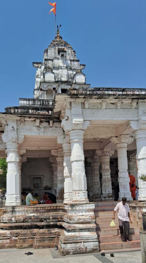 Intricately designed Vishnu Temple structure showcasing traditional Indian architecture in Omkareshwar.