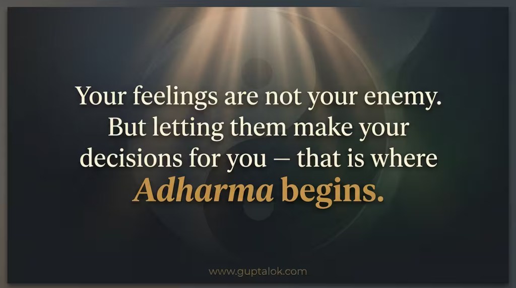 A dark, elegant inspirational poster with the quote in bold, centered typography sharing message to Feel deeply, decide wisely.